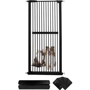 Lumizone Extra Tall Cat Gate 61.02" High Pressure Mounted Extra Wide 30.12"-34.05"  1.37" Gap No Drilling Auto-Close Tall Pet Gate for Dogs (Black, 30.12"-34.05"/76.5-86cm)
