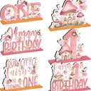 CroBlissful 6 Pcs Fairy First Birthday Decorations Wood Fairy Table Sign Decor Forest Baby Shower Centerpieces Flower Mushroom First Birthday Decoration Supplies Enchanted Party Table Topper