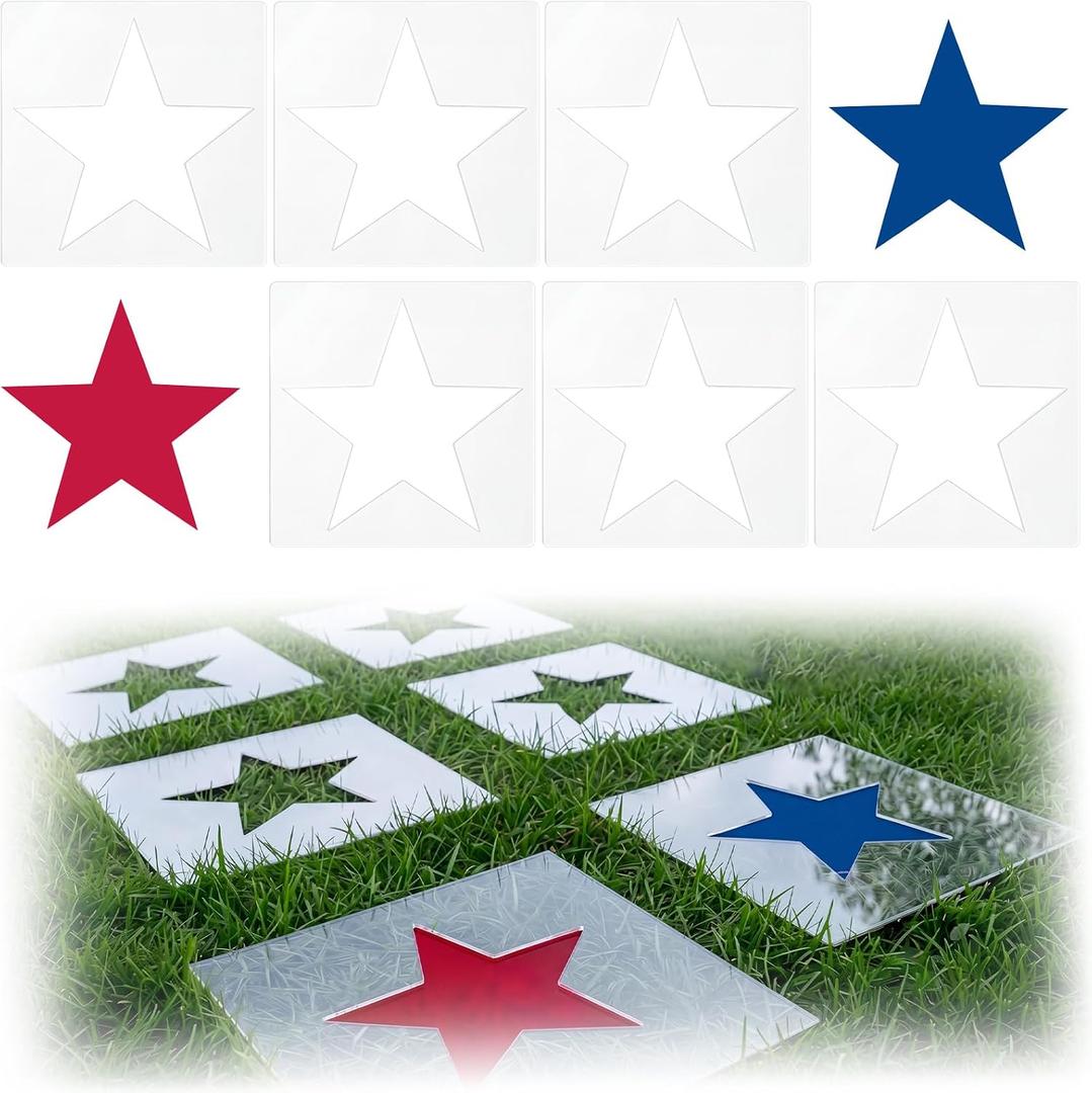 Sintuff 6 Pcs 4th of July 25 Inch Large Star Stencils for Yard Lawn Patriotic Star Stencils Plastic Template for Wall Painting Reusable 250th Anniversary DIY Crafts Paint Independence Day Home Decor