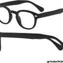 grinderPUNCH Classic Reading Glasses for Women and Men Stylish Lightweight Readers Round Readers for Women and Men (Black)