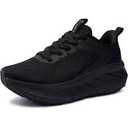 Joomra Women's Wide Running Shoes for Female Size 8w Width Breathable Gym Soft Platform Cushioning Fashion Walking Tennis Sneakers All Black 38.5