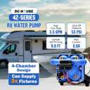 DC HOUSE 42 Series RV Water Pump Replacement Quiet 12V 3.5GPM 55PSI, 12 Volt Water Diaphragm Pressure Pump Self Priming with Bypass for Reduced Cycling Transfer Fresh Salt Liquid Yacht Trailer Truck