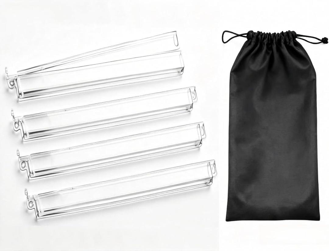 Mahjong Racks with Pushers Set of 4, Clear Acrylic All-in-One Tile Rack & Pusher Combo, Modern American/Chinese Mahjong Accessories with Storage Bag (4 Clear)