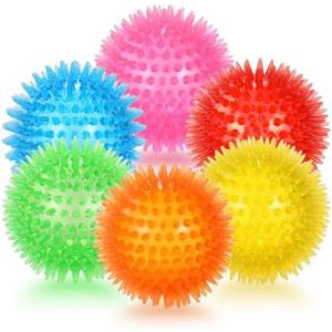 Sharlovy 6 Pack 3.5” Squeaky Dog Toy Balls, Floating Pool Balls, Spiky Dog Balls, Durable Interactive Fetch Toys for Puppy, Dog Chew Toys for Teething (3.5", Medium/Large)