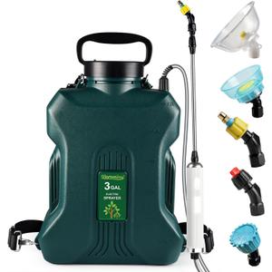Backpack Sprayer 3 Gallon, Battery Powered 7.4V with 5 Mist Nozzles, Electric Sprayers in Lawn and Garden