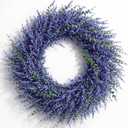 26" Eucalyptus Lavender Wreath for Front Door, Large Full Purple Artificial Lavender Wreath for Outdoor Covered Porch, Window, Farmhouse Wall Decor, Spring Summer All Seasons