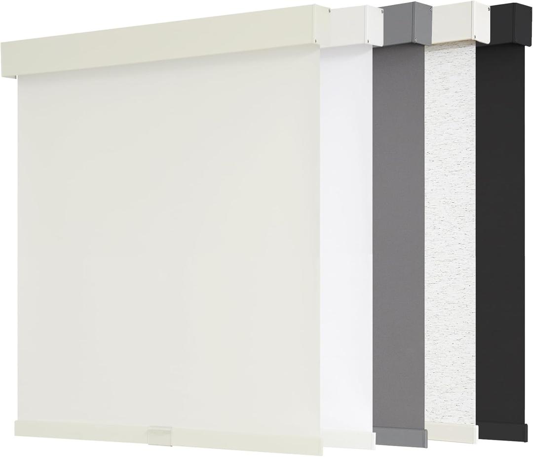 AOSKY Blackout Roller Shades Cordless Blinds for Windows, Free-Stop Shades with Valance, Thermal Insulated Fabric, UV Protection, Natural Woven Blinds for Home and Office (29" W x 72" H, Ivory)