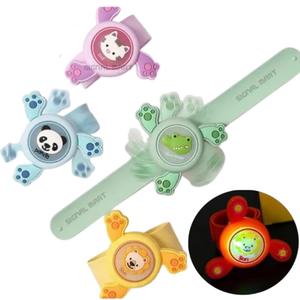 24 Pack LED Light Up Fidget Spinner Slap Bracelets Party Favors for 4-8-12 Glow in The Dark Party Supplies,Birthday Gifts, Classroom School Exchange, Goodie Bags Easter Basket Stuffers
