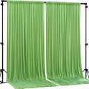 Sage Green Backdrop Curtain 2 Panels-Wrinkle-Free Champagne Curtains Polyester Photography Drapes for Baby Shower Birthday Party Photo Background Backdrop Stand- 8 X10FT (Sage Green)