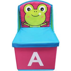 Toys Storage Box Chest Stool 2 in 1 Multi-Function Folding Storage Chair Cartoon Shoe Changing Stool Oxford Cloth Backed Armchair Boxes for Kids, Boys, Girls, Playroom, 15.5x9.5x9.5inch
