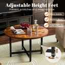 FAMIDGE Round Coffee Table, Small Coffee Tables for Living Room, Wood Coffee Table with Metal Frame, Floor Table Desk for Sitting on The Floor, Home, Office, Farmhouse, Rustic Brown (23.6"D x 17.7"H), Small 1T