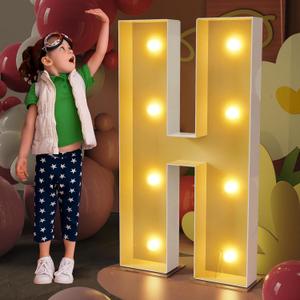 Aseem Marquee Light Up Letters 4FT Mosaic Frame Letter H Pre-Cut Large Foam Board Decorations for Party Engagement Wedding Baby Shower Birthday