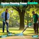 KIMO 20V Weed Wacker and Blower Combo w/2 x 2.0Ah Battery & Charger, Brushless Motor, 20000RPM 12" String Trimmer & Edger w/ 10PCS Cutting Lines, 260CFM/190MPH Cordless Leaf Blower w/Vacuum, 3 Nozzles