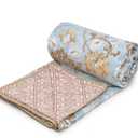 COZY FURNISH Super Soft Brushed Microfiber Cotton 3 Layer Breathable Double Dohar Lightweight Bed Dohar 84X96(Inches) 213X243(CM) Flannel Dohar Throws for Bed (Pink;Grey)| TC - 144