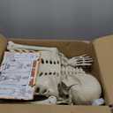 5.4Ft Halloween Skeleton with Skeleton Dog - Life Size Skeleton with Glowing Eyes Scary Creepy Sound Movable Joints Full Size Posable Skeleton Decor Halloween Decorations Outdoor Indoor