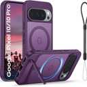 Vividarm Magnetic for Google Pixel 10 Pro/Pixel 10 Case, [Built-in Invisible Stand] [Compatible with MagSafe Accessories] Slim Shockproof Translucent Woman Phone Cover 6.3 Inch - Purple