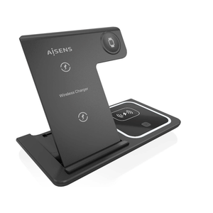 AISENS 15W 3 in 1 USB C Wireless Charger for Apple Watch Mobile Phone Ariculars with Charging Case White 