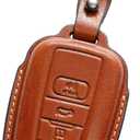 Compatible with Toyota Key fob Cover Leather Toyota Keychain Holder case Protector Avalon Camry TRD Corolla Highlander Prius Prime RAV4 Prime CHR Accessories (Brown)
