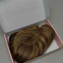 Flufymooz 100% Real Human Hair Toppers, 12 Inch Human Hair Toppers for Thinning Hair Large Hand-woven Area 360 Coverage Natural Hairpiece Wiglet for Women 5"x3" Silk Base (Medium Brown with Blonde)