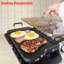 2-Burner Griddle Pan with Glass Lid - Nonstick Stovetop Griddle for Gas & Glass Cooktops - Aluminum Camping Grill Pan for Breakfast (Pancakes/Eggs/Bacon) (22"L x 12"W x 1.77"Th)