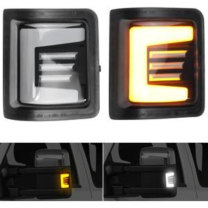 Switchback Side Mirror Marker Turn Signal & Running Light Replacement for 2008-2016 F250 F350 F450 F550 Super Duty DRL Turn signal Lamp accessories (Black house and Smoked Lens)