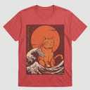 Orange Cat Monster Catzilla Wave Japanese Art Women Men Kids T-Shirt Medium