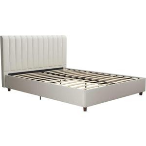 Novogratz 4190439N Brittany Upholstered Bed, Queen, Gray (Grey)