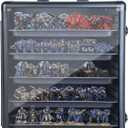 Miniatures Storage Case Modular Miniatures Transport Case with 5 Trays,Miniatures Carrying Transport Display Storage Case Aluminum Alloy Frame (Black)