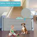 Baby Gate Retractable Gates for Stairs, Mesh Dog Gate for The House, Wide Pet Gate 33" Tall, Extends to 126" Wide, Long Child Safety Gates for Stairs, Hallways, Indoor/Outdoor, Cat Gate (Grey)