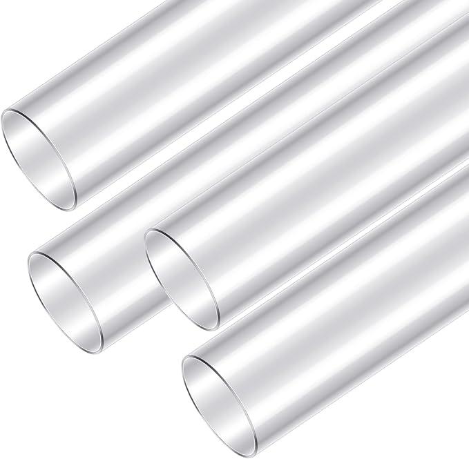 Sasylvia 2 Pcs Clear Plastic Tube Rigid PC Tubing Unbreakable Round Tube Chemical Resistant Polycarbonate Tubing for Dust Collection Hose Fittings (2-1/2" x 36" Long)