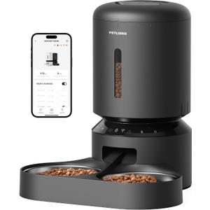 PETLIBRO Automatic Cat Feeder for 2 Cats, 5G&2.4G WiFi Pet Feeders, 5L Programmable Cat Food Dispenser with Airtight Lock-Fresh Technology, Dual Stainless Steel Bowls, Low Food Sensor
