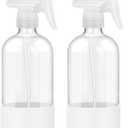 2 Pack Glass Spray Bottles with Silicone Sleeve, 16 oz Empty Refillable Containers with Adjustable Spray Nozzles, Spray Bottles for Hair, Cleaning Solutions and Plants White