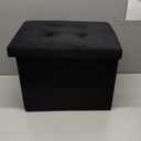 Small Storage Ottoman Foot Rest, Velvet Ottoman with Storage and Side Pocket, Black Foot Rest for Couch, Foldable Footstool for Chair, Living Room&Dorm, 16"x12"x12"