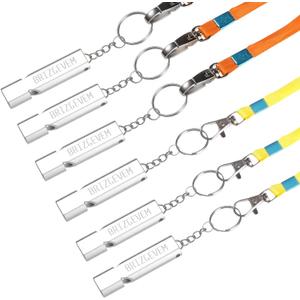 Survival Whistles 4-Pack & 6-Pack, Aluminum Emergency Safety Whistle with Lanyard and Keychain, Waterproof & Unbreakable for Hiking, Camping, Dog Training, Coaching, Emergency Kits