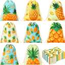 Sweetude 24 Pcs Hawaiian Party Decorations 5 x 7 Inch Pineapple Gift Bags Luau Party Small Pineapple Candy Bags Summer Tropical Fruit Goodies Package for Hawaiian Pool Beach Birthday Favor Supplies