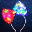 Asooll Light Up 4th of July Headband Red White Blue Bow Star Patriotic Hair Accessories for Women