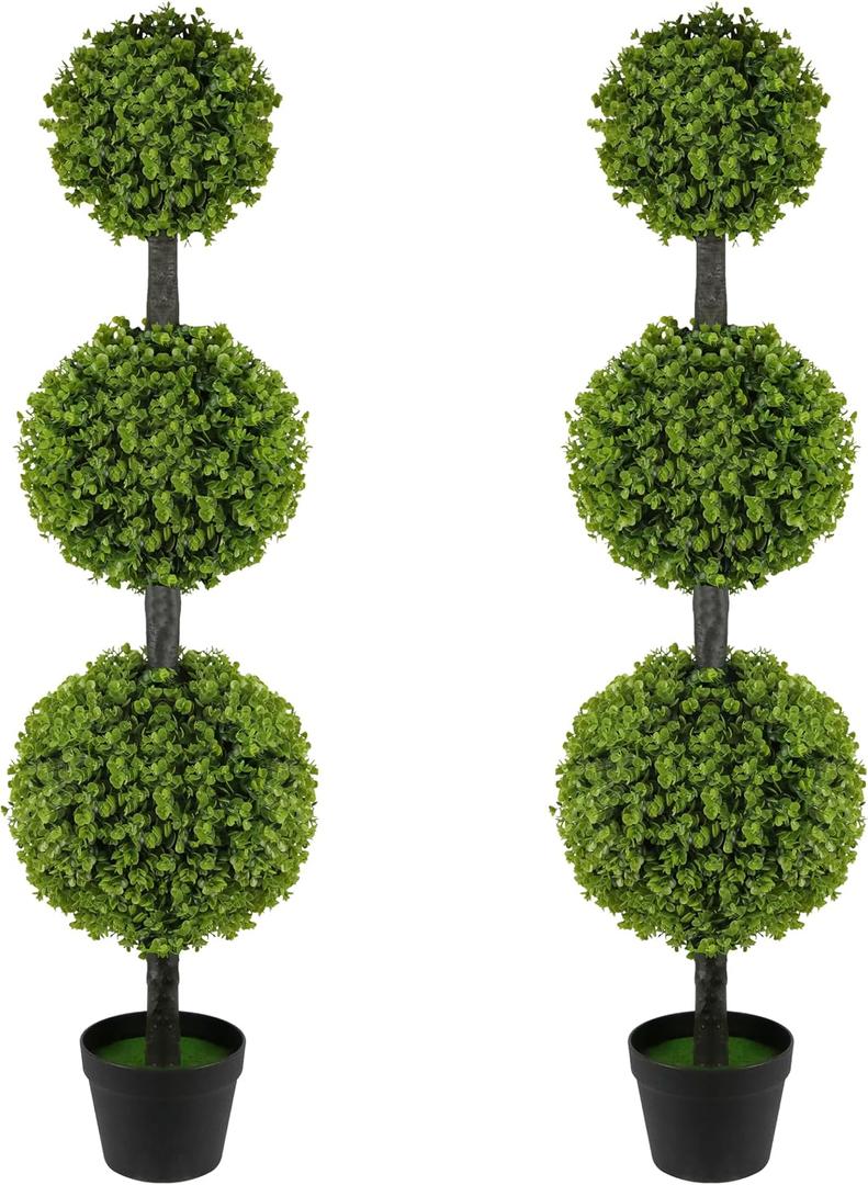 4FT Topiary Balls Artificial Outdoor Set of 2 Front Door Plants