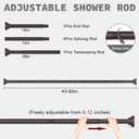 Thestoa Brown Shower Curtain Rod Adjustable 43-92 inch, 1"Diameter Spring Tension Curtain Rod No Drill, Anti-Rust Non-Slip Shower Rod for Bathroom Tension Rod
