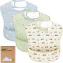 KeaBabies 3-Pack Waterproof Baby Bibs for Eating - Lightweight Toddler Feeding Bibs with Large Food Catcher, Mess Proof, Food-Grade Baby Eating Essentials, Easy to Put On & Clean (Vessels)