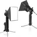 Meking Mini Softbox Photography Lighting Kit, Portable 4x4.8in Continuous Lighting LED Lamp with Collapsible Diffuser for Video Tabletop Studio Small Product Shooting, 2 Sets
