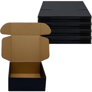 24 Pack 7x6x3 inch Black Shipping Boxes Cardboard Packaging Boxes for Mailing Shipping Corrugated Cardboard Boxes for Packaging Small Business Craft Flat Shipping Boxes Empty Gifts Giving Products