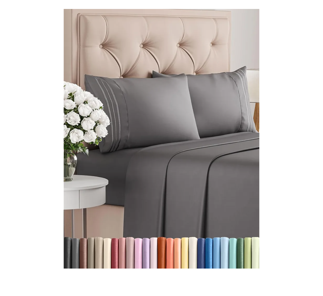 King Size 4 Piece Sheet Set - Comfy Breathable & Cooling Bed Sheets Set - Hotel Luxury Bedding for Women, Men, Kids & Teens - Deep Pockets, Easy-Fit, Super Soft & Wrinkle Free - Oeko-Tex - Dark Grey