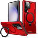 for Samsung Galaxy S23 Ultra Case, [Compatible with Magsafe] [Invisible Built in Stand & Ring Holder] MIL-Grade, Dual Layer Shockproof Full Protective Case for Galaxy S23 Ultra-Red