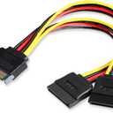 ELECTOP 6 Inch SATA Power Splitter Cable, 15 Pin SATA Male to Dual Female Power Cable