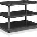 Furinno TURN-N-TUBE TV Stand, 3-Tier Corner Entertainment Center, Open Shelf Design TV Console for TV up to 25 Inch, Toolless Assembly, for Living Room, Bedroom, Blackwood