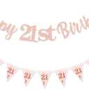21st Birthday Banner Girls women, Happy21stBirthday Banners 21st Birthday Decorations Banners for Women Girls Her Party Dec Rose Gold (Birthday21st)