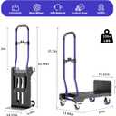 3-in-1 Folding Hand Truck – 330lbs Portable Dolly cart with Adjustable Handle,360° Swivel Casters & One-Touch Parking Brake – Collapsible Dolly for Warehouse,Moving Place,Travel & Convenient Storage