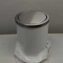 Mbillion Small Trash Can with Swing Lid 4 Gallons/ 15 Liter, Mini Trash Can with lid, Stainless Steel Cylindrical Garbage Can for Home and Office Bathroom Bedroom, for Ground and Desktop White