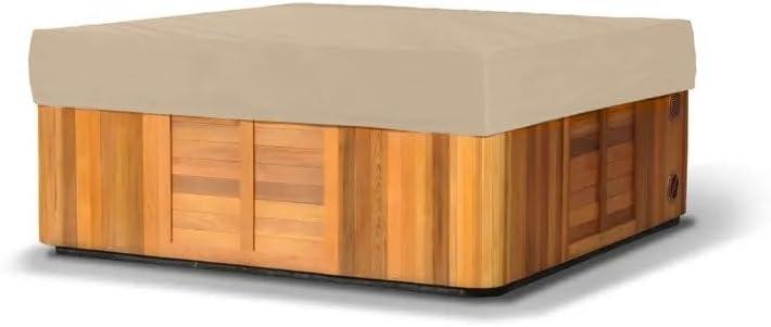 Covermates Classic Square Hot Tub Cover - All-Weather Water-Resistant Spa Protector - Durable 12-Gauge Vinyl Heavy-Duty Outdoor Shield with Elastic Hem, 84W x 84D x 14H, Classic Tan