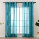 L.Z.E Teal Sheer Curtains for Living Room 96 Inches Long, Light Filtering Elegant Wave Patterned Curtains with Design, Lightweight Window Drapes for Bedroom Dining Room, Grommet Top 2 Panels Set